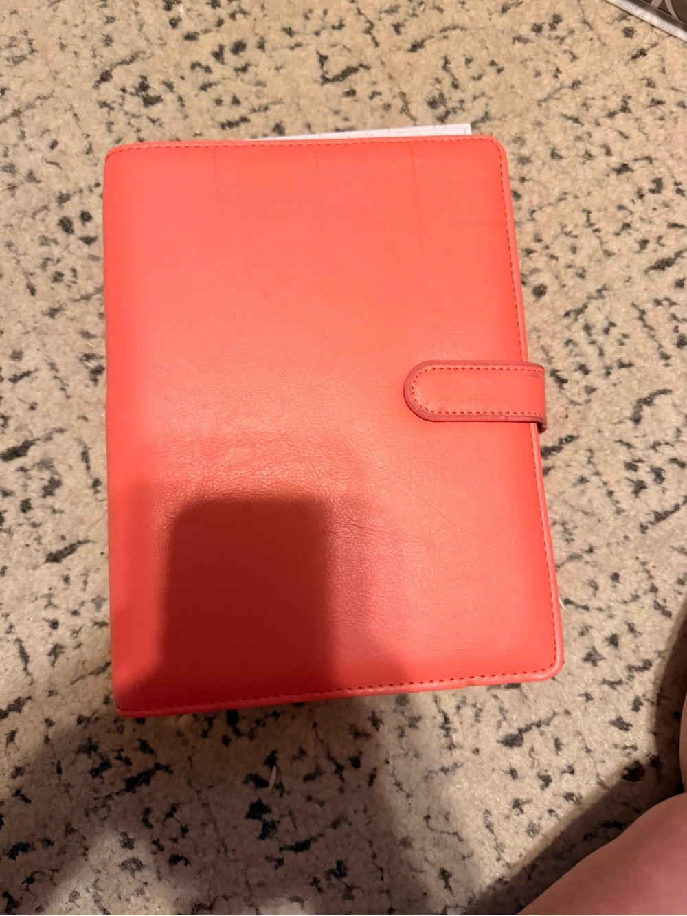 Coral Pink Leather Organizer Notebook
